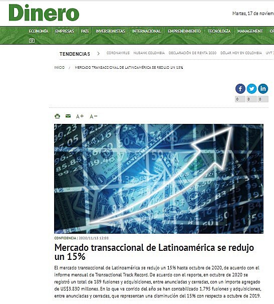 Mercado transaccional de Latinoamrica se redujo un 15%